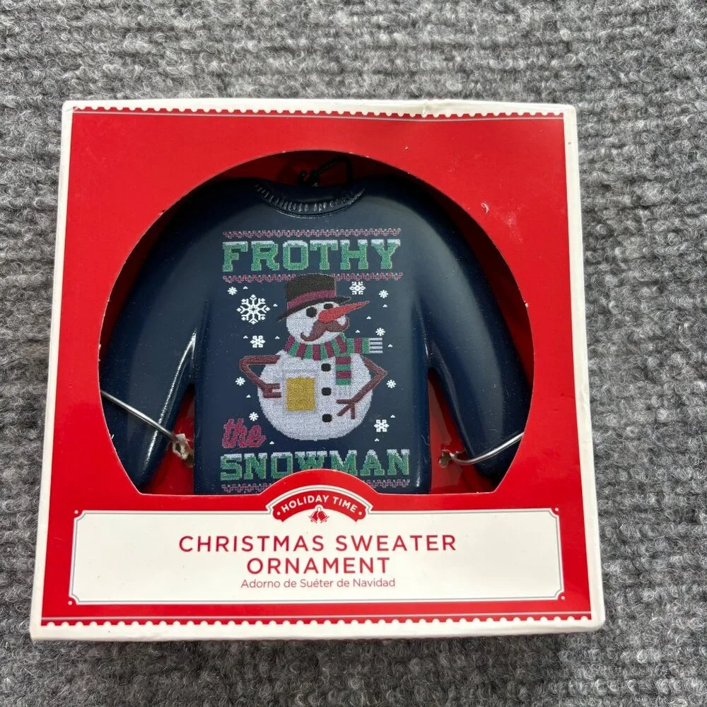 Ugly‎ Christmas Sweater Ornament Frothy The Snowman NWT Boxed Holiday Decor
